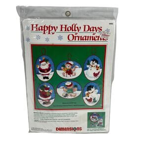 DIMENSIONS Happy Holly Days Ornaments Cross Stitch Kit Vintage 1989 Holiday NEW